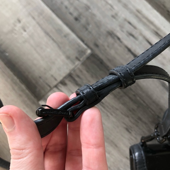 Michael Kors Callie All Black Patent Leather Lambskin Satchel Handbag Crossbody - Picture 8 of 14